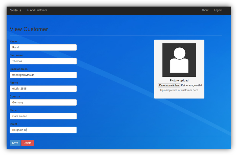 customerView – Darstellung der Kundendetails