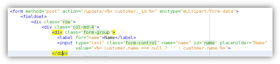 Ausschnitt des Quellcodes zur viewCustomer
